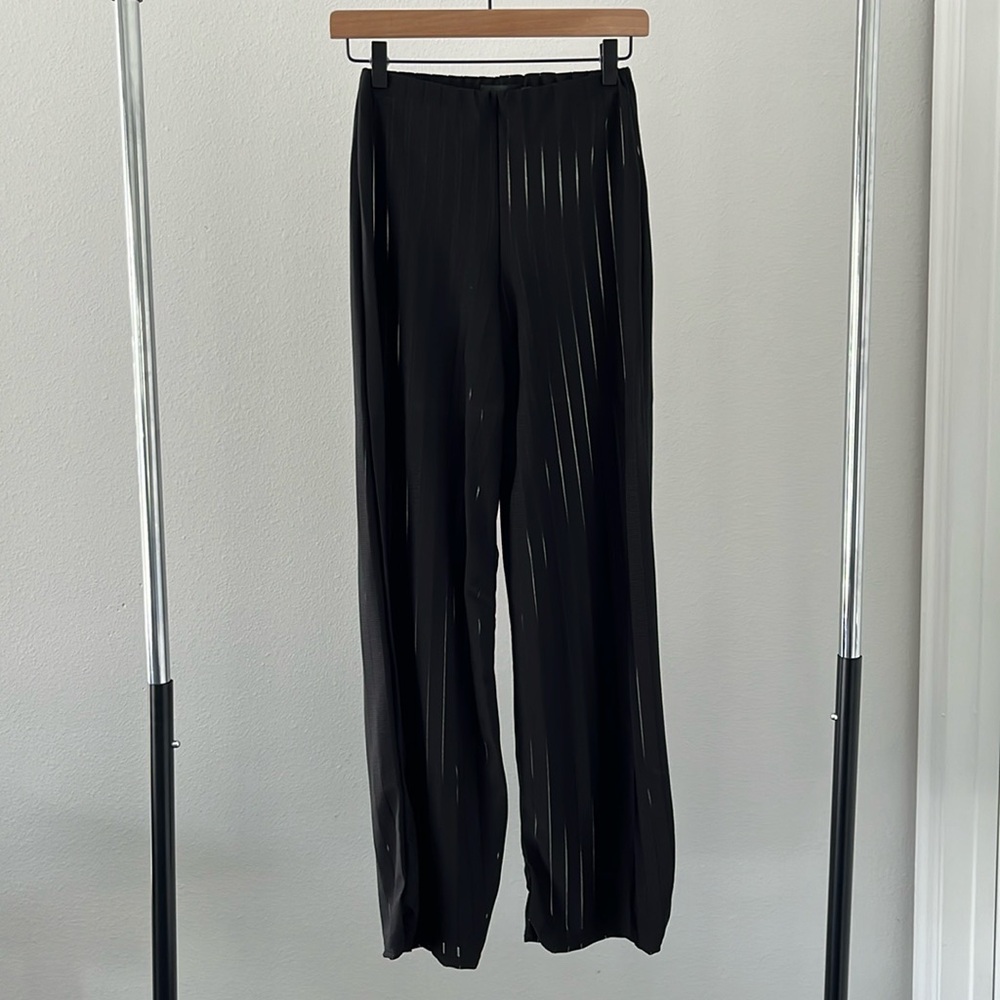 PrettyLittleThing Black Striped Semi Sheer Pants Size 2